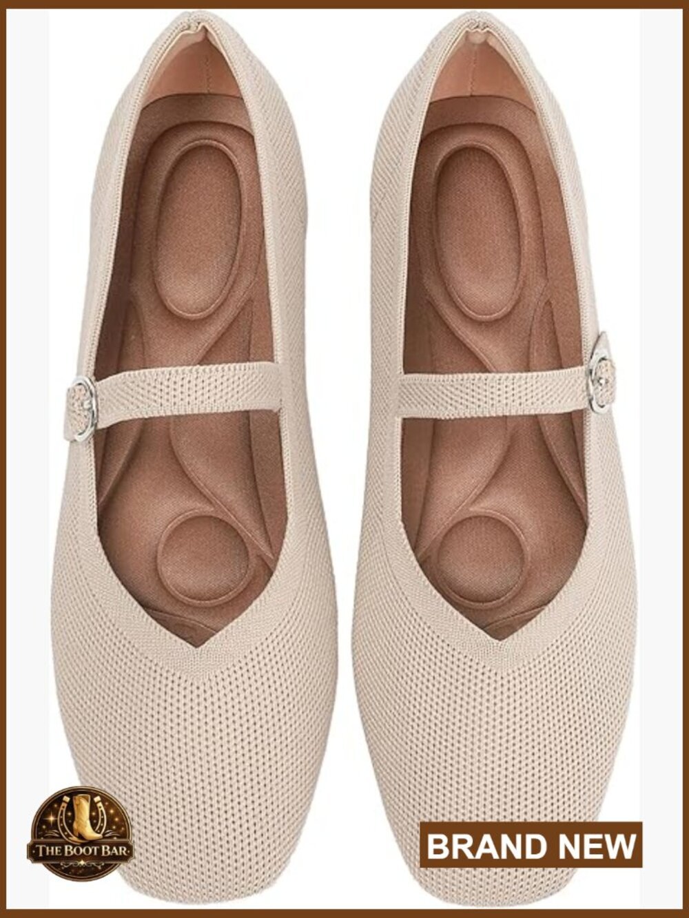 Square Toe Mary Jane Flats Ankle Strap Knit Ballet Comfort Shoes
